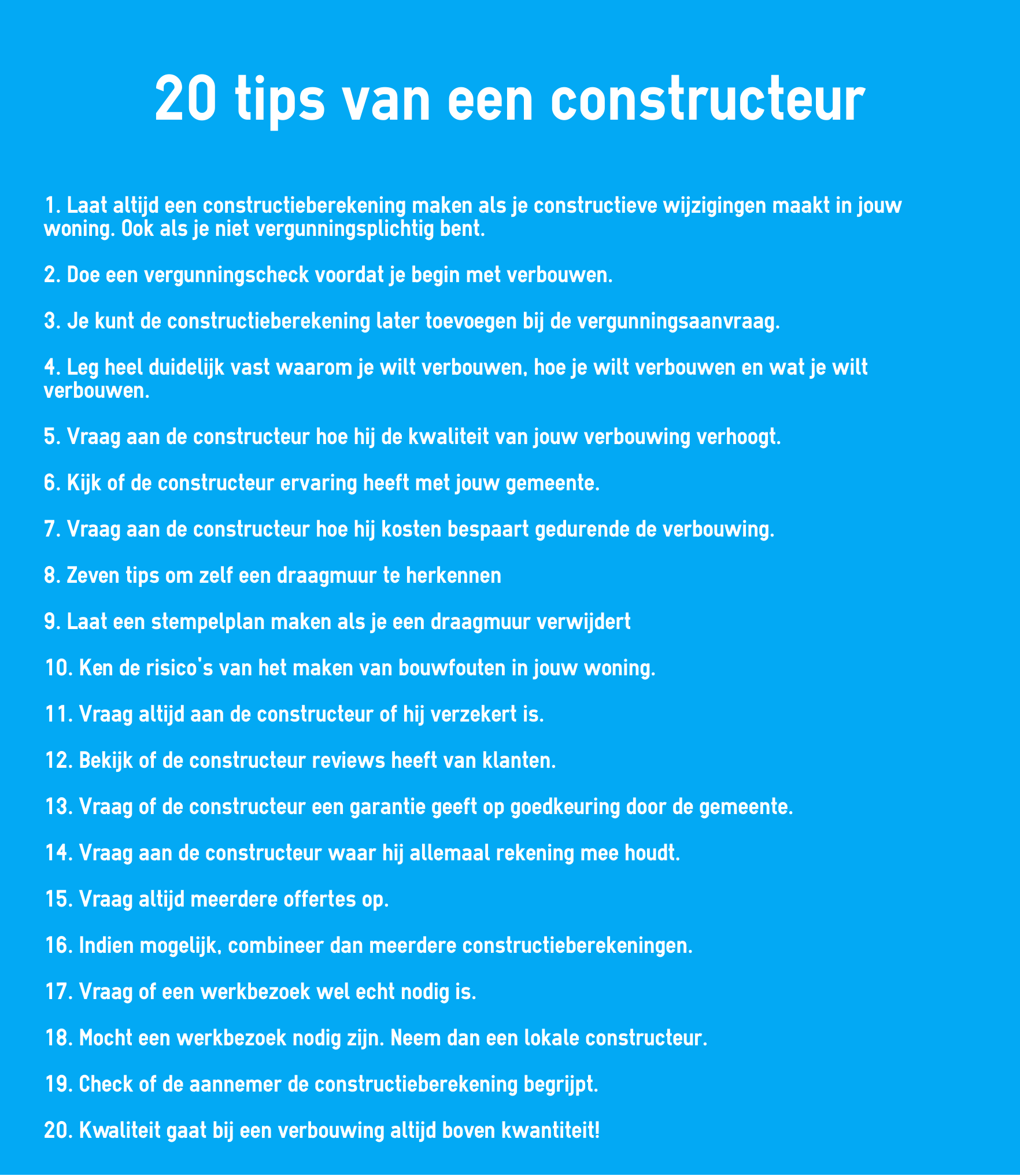 20 tips van een constructeur